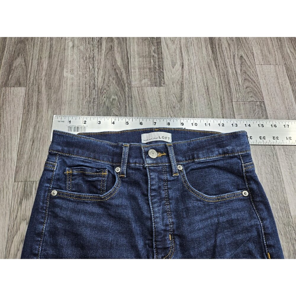 (3/$35) LOFT Jeans Womens 2 / 26 Blue Skinny Stretch Denim High Rise Skinny - Picture 7 of 11